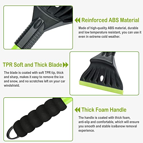 Oversized Ice Scrapers for Car Windshield, Snow Brush Scrapers Car Window Frost Removal with Foam Handle, 4.7Inch Large Soft Blade for SUVs Trucks-Scratch Free, Ideal Stocking Stuffer Car Gifts