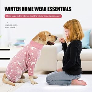 Plush Dog Pajamas for Cold Weather 4 Legs Clothes Dog Stretch Good Fit Fit Medium and Large Dog Onesie Warm Soft Pet Romper Winter (XL, Gray)