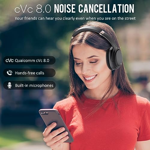 Active Noise Cancelling Headphones E600Pro, 80Hours Playtime Wireless Headphone with aptX Low Latency, Bluetooth Headphones with Built-in Microphone, Deep Bass Over-Ear Headphones (Black)