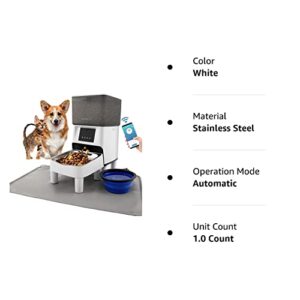 Automatic Cat Feeder, WHDPETS WiFi Enabled Smart Pet Feeder for Cats & Dogs, Auto Cat Food Dispenser with Stainless Steel Bowl, Silicone Dog Bowl, Feeding Mat, APP Control, 10s Voice Recorder
