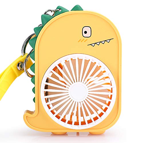 CCYLEZ Portable Handheld Fan,2 Speed Adjustable Faste Heat Dissipation Desk Fan,USB Rechargeable Battery Operated Table Fan with Dinosaur Shape,for Girls Women Kids Outdoor Summer Gift(Yellow)