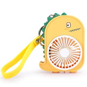 CCYLEZ Portable Handheld Fan,2 Speed Adjustable Faste Heat Dissipation Desk Fan,USB Rechargeable Battery Operated Table Fan with Dinosaur Shape,for Girls Women Kids Outdoor Summer Gift(Yellow)