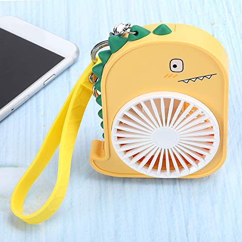 CCYLEZ Portable Handheld Fan,2 Speed Adjustable Faste Heat Dissipation Desk Fan,USB Rechargeable Battery Operated Table Fan with Dinosaur Shape,for Girls Women Kids Outdoor Summer Gift(Yellow)