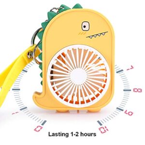 CCYLEZ Portable Handheld Fan,2 Speed Adjustable Faste Heat Dissipation Desk Fan,USB Rechargeable Battery Operated Table Fan with Dinosaur Shape,for Girls Women Kids Outdoor Summer Gift(Yellow)