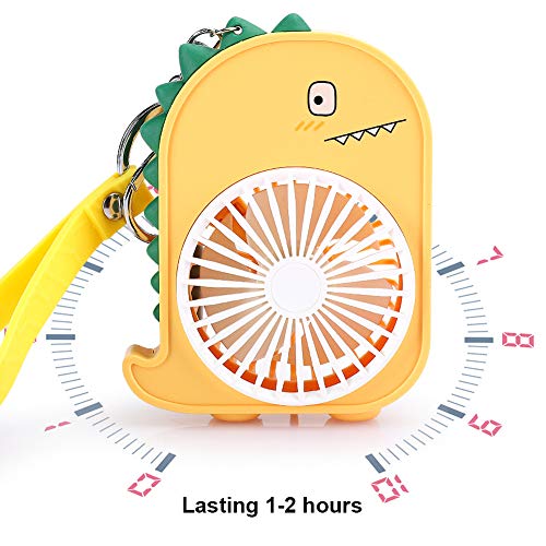 CCYLEZ Portable Handheld Fan,2 Speed Adjustable Faste Heat Dissipation Desk Fan,USB Rechargeable Battery Operated Table Fan with Dinosaur Shape,for Girls Women Kids Outdoor Summer Gift(Yellow)