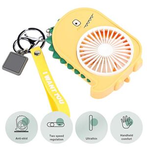 CCYLEZ Portable Handheld Fan,2 Speed Adjustable Faste Heat Dissipation Desk Fan,USB Rechargeable Battery Operated Table Fan with Dinosaur Shape,for Girls Women Kids Outdoor Summer Gift(Yellow)