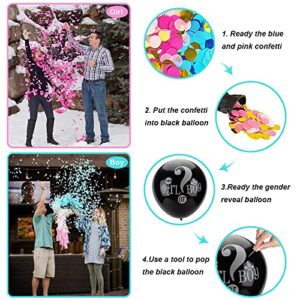 Gender Reveal Decorations, Gender Reveal Party Supplies, Gender Reveal Balloon Kit Include 36 Inch Gender Reveal Balloon, Blue and Pink Balloon, Girl & Boy Cake Topper, Girl & Boy Photo Booth Props