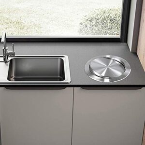 BEISSAIER Steel Garbage Flap Lid Trash Bin Cover Built-in Balance Swing Flap Garbage Lid for Kitchen Counter Top C