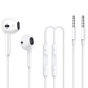 2 pack apple earbuds [apple mfi certified] headphones earphones with 3.5mm wired in ear headphone plug(built-in microphone & volume control) compatible with iphone,ipad,ipod,pc,mp3/4,android -white