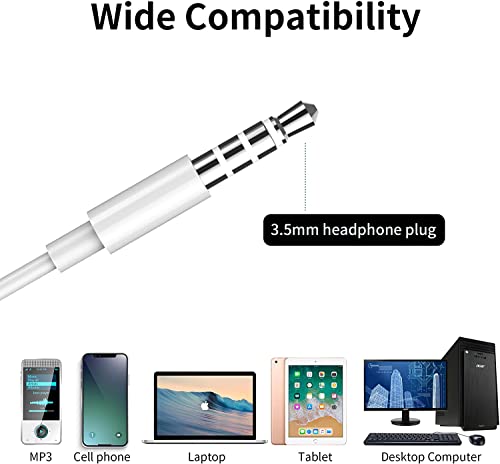 2 Pack Apple Earbuds [Apple MFi Certified] Headphones Earphones with 3.5mm Wired in Ear Headphone Plug(Built-in Microphone & Volume Control) Compatible with iPhone,iPad,iPod,PC,MP3/4,Android -White