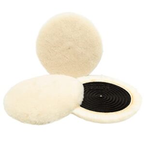 spta wool buffing polishing pads, 3pcs 6 inch (150mm) wool cutting pad, wool compounding pad, wool buffing and polishing pads wool buffing wheel for 6 inch car polisher compounding, polishing, buffing