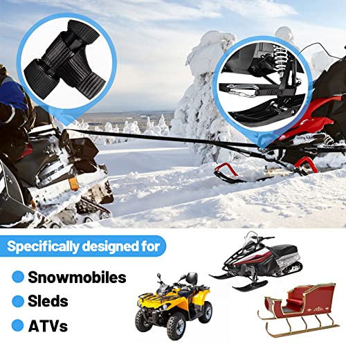 Extra Long 19ft Snowmobile Tow Straps - 4400lbs Break Strength Heavy-Duty ATV Towing Rope with Stainless Steel Hooks for Sled Snowboards Emergency Safety Tool Accessories Kit