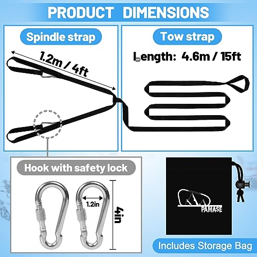 Extra Long 19ft Snowmobile Tow Straps - 4400lbs Break Strength Heavy-Duty ATV Towing Rope with Stainless Steel Hooks for Sled Snowboards Emergency Safety Tool Accessories Kit