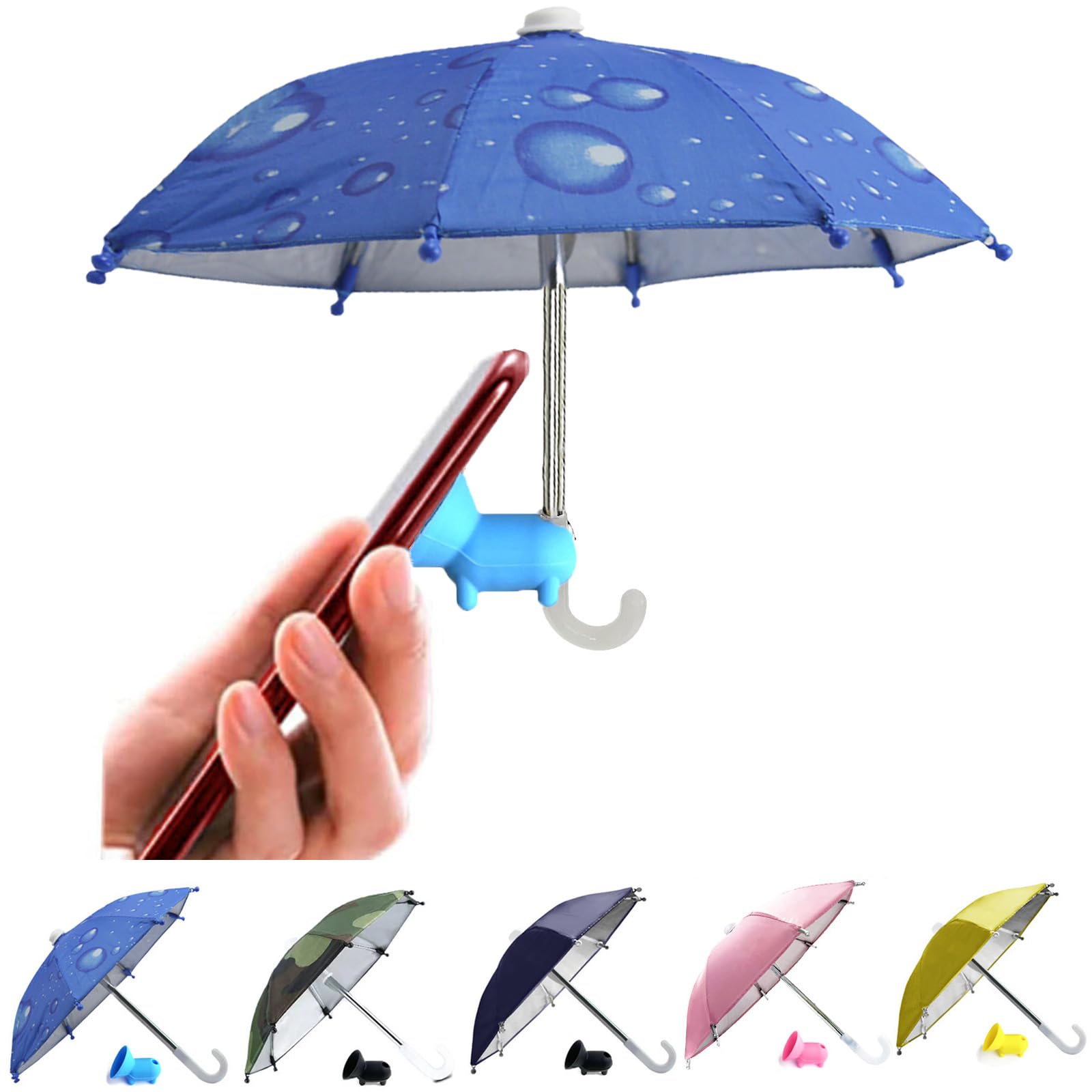 FantasyBear UV Protection Phone Umbrella,Universal Adjustable Piggy Suction Cup Phone Stand Umbrella for Phone,Stand Sun Visor,Sun Shade Cover Sun Shield Phone Suction Cup Holder (Blue)