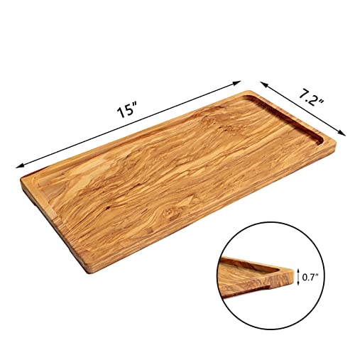 Ottoman Tray, Ideaolives Meat and Cheese Board - Olive Wood Cheese Trays Platter 15"X7.2", 100% Natural Handmade Snack Board Charcuterie Gift Serving Tray