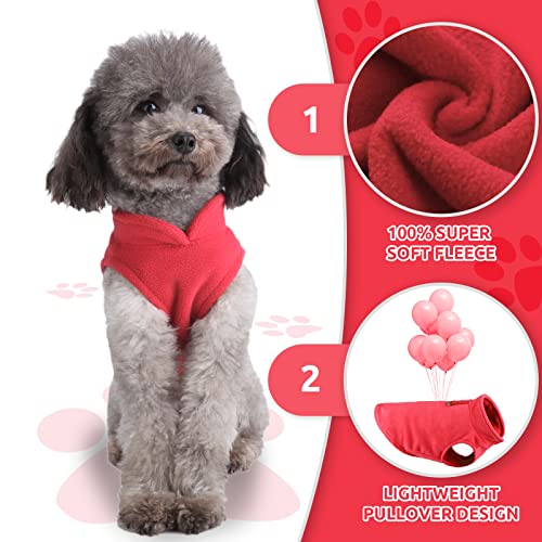 PETCARE Small Dog Sweater Cat Fleece Vest Soft Dog Jacket with Leash O-Ring Winter Warm Pet Pullover Coat Puppy Clothes for Small Dogs Cats Chihuahua Apparel Shih Tzu Costume, Red