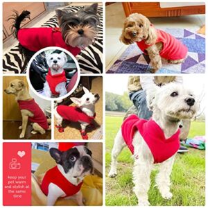 PETCARE Small Dog Sweater Cat Fleece Vest Soft Dog Jacket with Leash O-Ring Winter Warm Pet Pullover Coat Puppy Clothes for Small Dogs Cats Chihuahua Apparel Shih Tzu Costume, Red