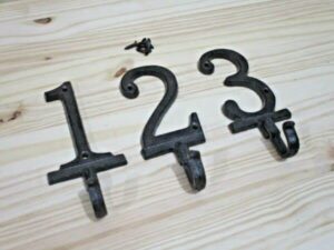 3 cast iron coat hooks 1 2 3 numbers numbered rustic hallway entryway old style for mudroom, coat hook, purse rack, hat hooks