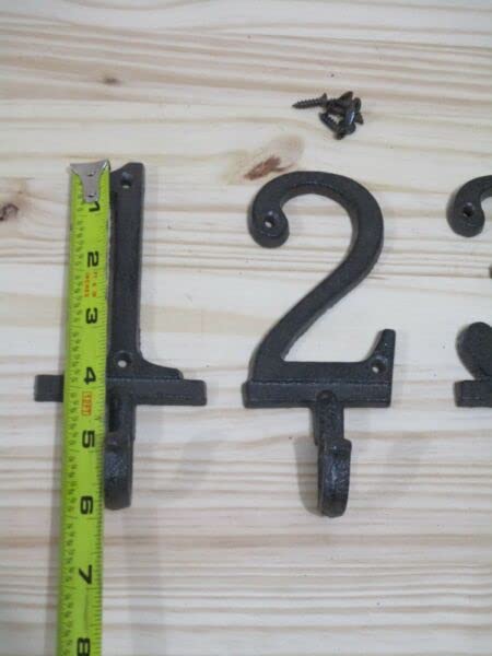 3 Cast Iron Coat Hooks 1 2 3 Numbers Numbered Rustic Hallway Entryway Old Style for Mudroom, Coat Hook, Purse Rack, Hat Hooks