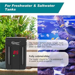 hygger Aquarium Heater,75W/150W/300W Submersible Fish Tank Water Heater Double Quartz Explosion-Proof with for Freshwater Saltwater Tank