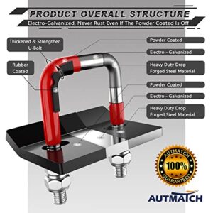 AUTMATCH Shackle Hitch Receiver 2 Inch with Hitch Tightener Anti-Rattle Clamp, 3/4" D Ring Shackle and 5/8" Trailer Hitch Lock Pin, Heavy Duty Receiver Kit for Vehicle Recovery, Red & Black