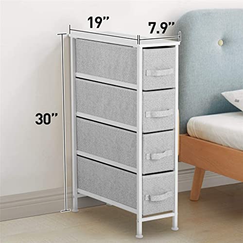 FEER Narrow Dresser with 4 Fabric Drawers Vertical Slim Storage Dresser Storage Tower with Sturdy Metal Frame Storage Box Drawer Rack