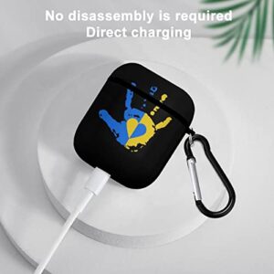 Compatible AirPods Case Cover Silicone Protective Skin for Apple Airpod Case 2&1 (Love Heart Down Syndrome Awareness Hand Yellow Blue Black)