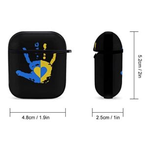 Compatible AirPods Case Cover Silicone Protective Skin for Apple Airpod Case 2&1 (Love Heart Down Syndrome Awareness Hand Yellow Blue Black)