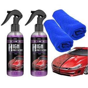 3 in 1 high protection ceramic coating nano spray, car coating wax polishing spray, plastic refresher, fast fine scratch repair(2pcs*100ml+2 towel)