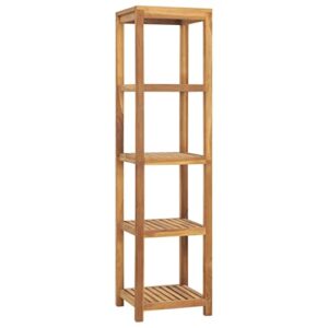 makastle bathroom storage rack 4-tier shelf freestanding wood stand organizer multifunctional shelving unit stand tower for living room, bedroom, kitchen, solid wood teak 16.5"x16.5"x65"