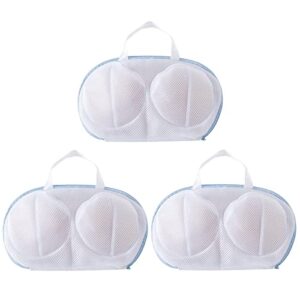 3pcs bra washing bag for laundry, high permeability bra-shaped mesh wash bags lingerie laundry bags with handle and zipper underwear bag for brassiere women laundry storage