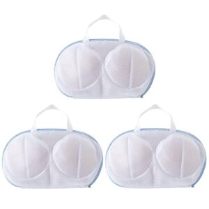 3Pcs Bra Washing Bag for Laundry, High Permeability Bra-shaped Mesh Wash Bags Lingerie Laundry Bags with Handle and Zipper Underwear Bag for Brassiere Women Laundry Storage