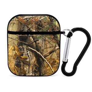 hunting camo airpods case cover with keychain full protective silicone airpods accessories skin cover for women girl with apple airpods