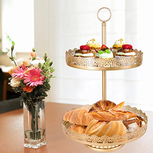 MyHarney 6PCS Cake Stand Set,Metal Cake Stand Dessert Stands Candy Fruit Dessert Table Display Set Cake Pedestal Stand Cupcake Display Stand for Party Birthday Wedding Carnival Baby Shower (Gold)