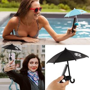 Rngeo 2 Pack Phone Umbrella Suction Cup Stand, Universal Adjustable Piggy Style Phone Stand Sun Visor, Sun Shade Sun Shield with Suction Cup Mount, Glare Blocking, Anti-Reflection (Black & Blue)