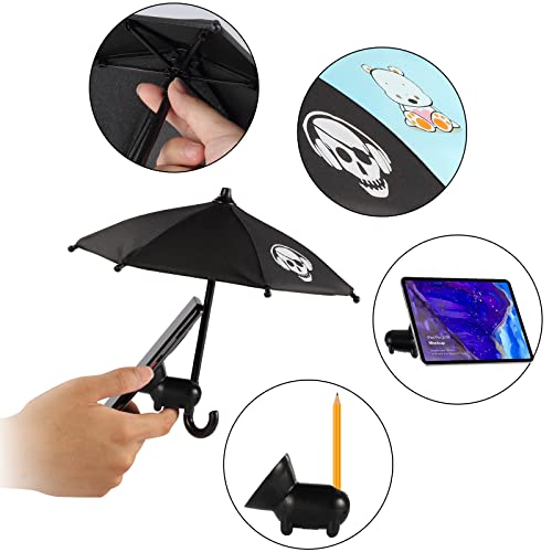 Rngeo 2 Pack Phone Umbrella Suction Cup Stand, Universal Adjustable Piggy Style Phone Stand Sun Visor, Sun Shade Sun Shield with Suction Cup Mount, Glare Blocking, Anti-Reflection (Black & Blue)