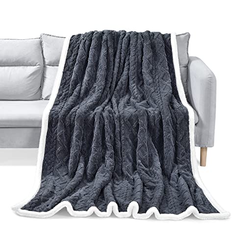 Soft Throw Blanket Double Sided, Soft Fuzzy Fluffy Cozy Blanket Plush Furry Comfy Warm Blanket for Couch Bed Chair Sofa, 60 * 80 inches