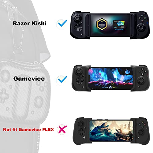 WEPIGEEK Slim Travel Case for Razer Kishi / Gamevice UPDATED Mobile Gaming Controller with Thumb Sticks,Hook Black(Two Style) (Stripe-Black)