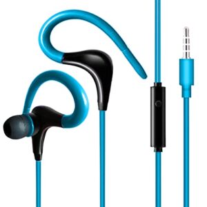 wsklinft wired earphone waterproof shock-proof 3.5mm noise reduction sports ear hook earphone phone accessories blue