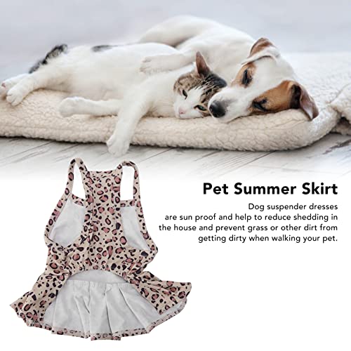 Pet Suspender Dress, Dog Dress Printed Sleeveless Clothes Puppy Vest Summer Leopard Print Dresses for Small Medium Dogs Cat Costume L