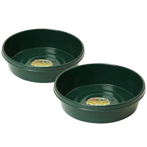 little giant 3 gallon durable and versatile plastic flat farm livestock and pet ranch home feed and water utility pan, green (2 pack)