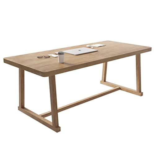 SMTMFURT Modern Solid Wood Desk Sturdy Writing Computer Desk Long Table Thick 55 inch for Home Office