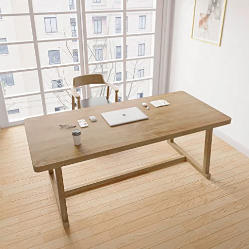 SMTMFURT Modern Solid Wood Desk Sturdy Writing Computer Desk Long Table Thick 55 inch for Home Office