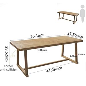 SMTMFURT Modern Solid Wood Desk Sturdy Writing Computer Desk Long Table Thick 55 inch for Home Office