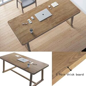 SMTMFURT Modern Solid Wood Desk Sturdy Writing Computer Desk Long Table Thick 55 inch for Home Office