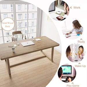 SMTMFURT Modern Solid Wood Desk Sturdy Writing Computer Desk Long Table Thick 55 inch for Home Office