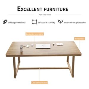 SMTMFURT Modern Solid Wood Desk Sturdy Writing Computer Desk Long Table Thick 55 inch for Home Office