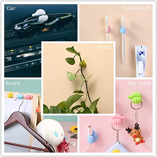 6Pcs Multifunctional Clip Holder Thumb Hooks Wire Organizer Wall Hooks Hanger Strong Wall Storage Holder for Kitchen Bathroom (Transparent)