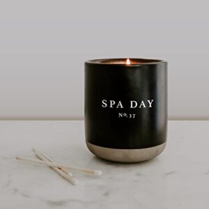 Sweet Water Decor Spa Day Soy Candle | Sea Salt, Jasmine, Wood, and Cream Scented Soy Candles for Home | 12oz Black Stoneware Jar, 60+ Hour Burn Time, Made in the USA