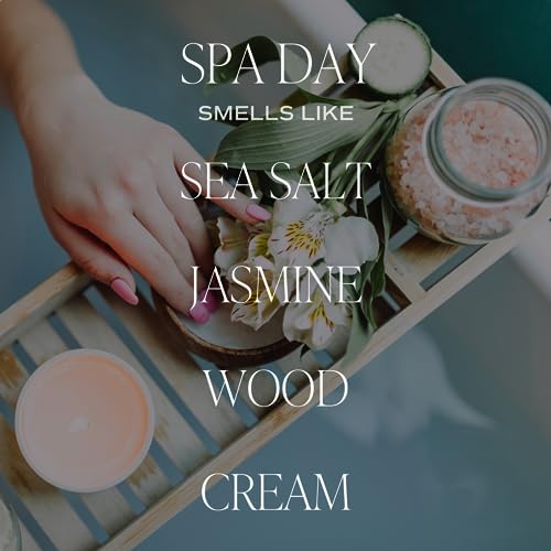 Sweet Water Decor Spa Day Soy Candle | Sea Salt, Jasmine, Wood, and Cream Scented Soy Candles for Home | 12oz Black Stoneware Jar, 60+ Hour Burn Time, Made in the USA